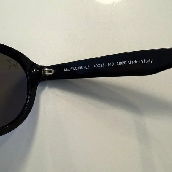 Maui Jim Leia Gloss Black Blue Hawaii Polarized Sunglasses - MJ708 02 - Picture 6 of 10